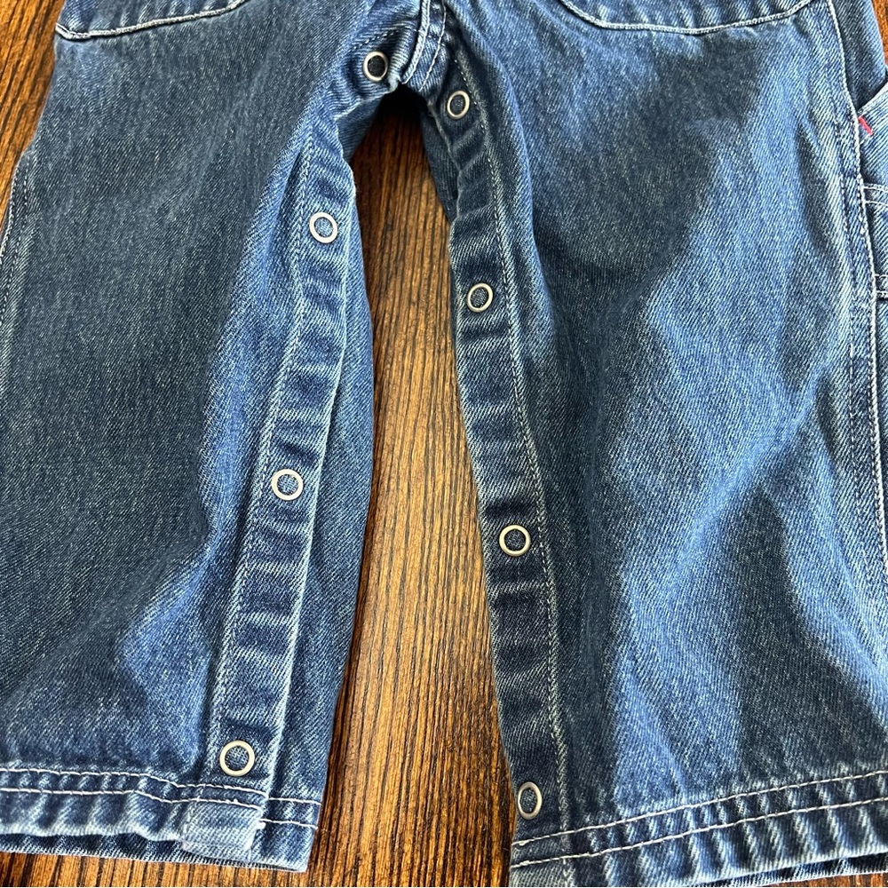 Vtg Baby Gap Carpenter Jeans Toddler 2T Baggy Utility Y2K Cargo Snap Easy Chage - Picture 5 of 12
